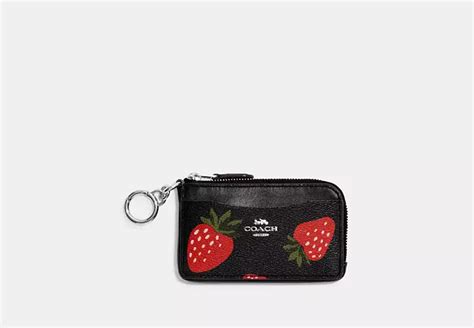 strawberry print card case